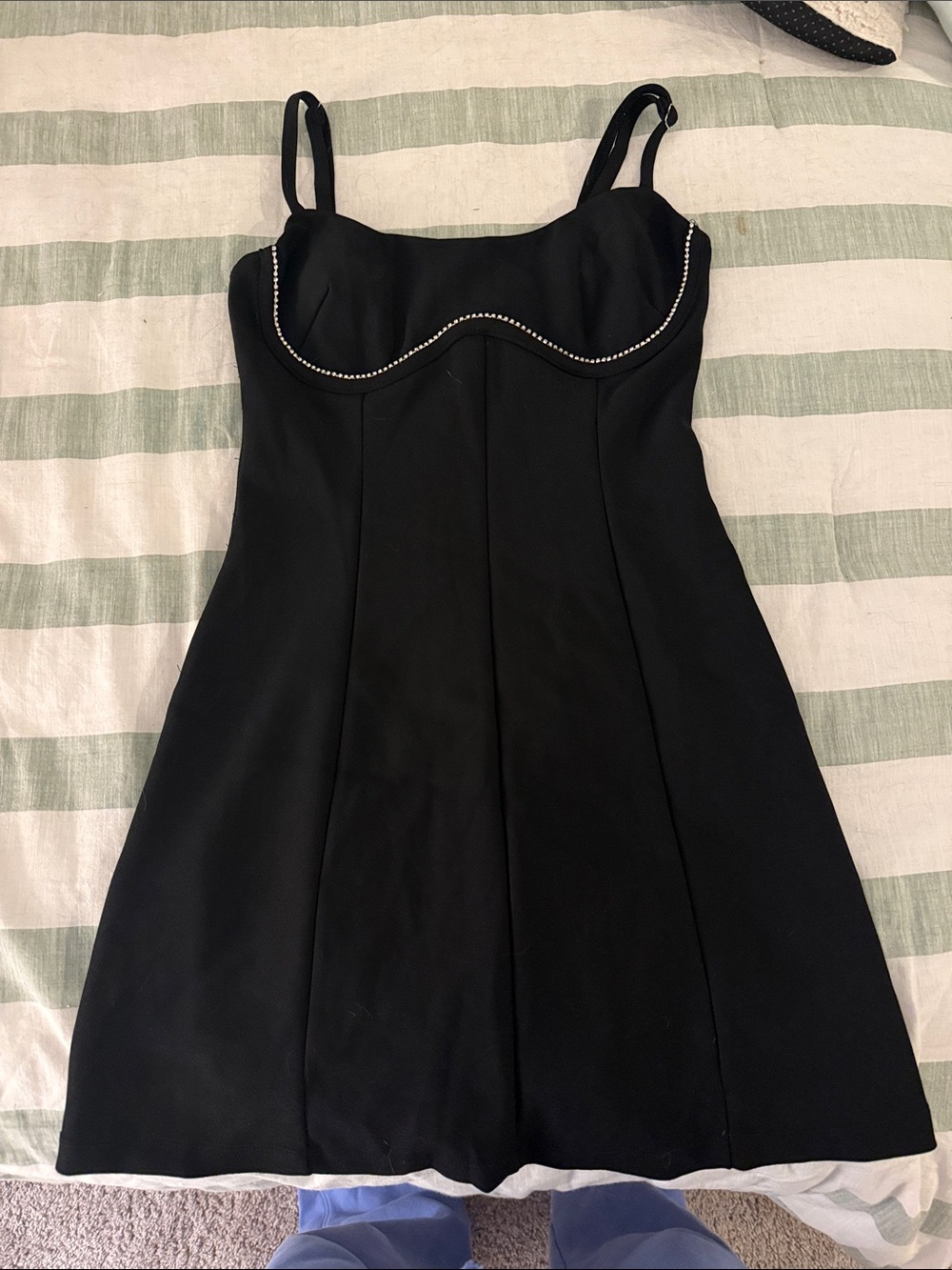 Princess Polly Black Mini Dress with Rhinestone Trim